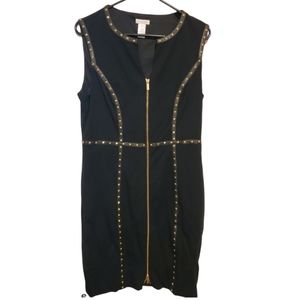 Cache Dress - Black - studded - full zip